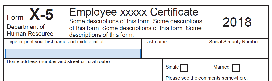 Hover the mouse over a field to display the detected form field