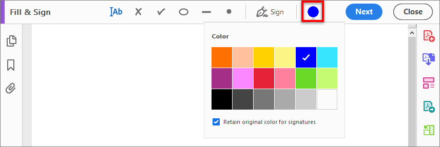 Choose color to fill the form